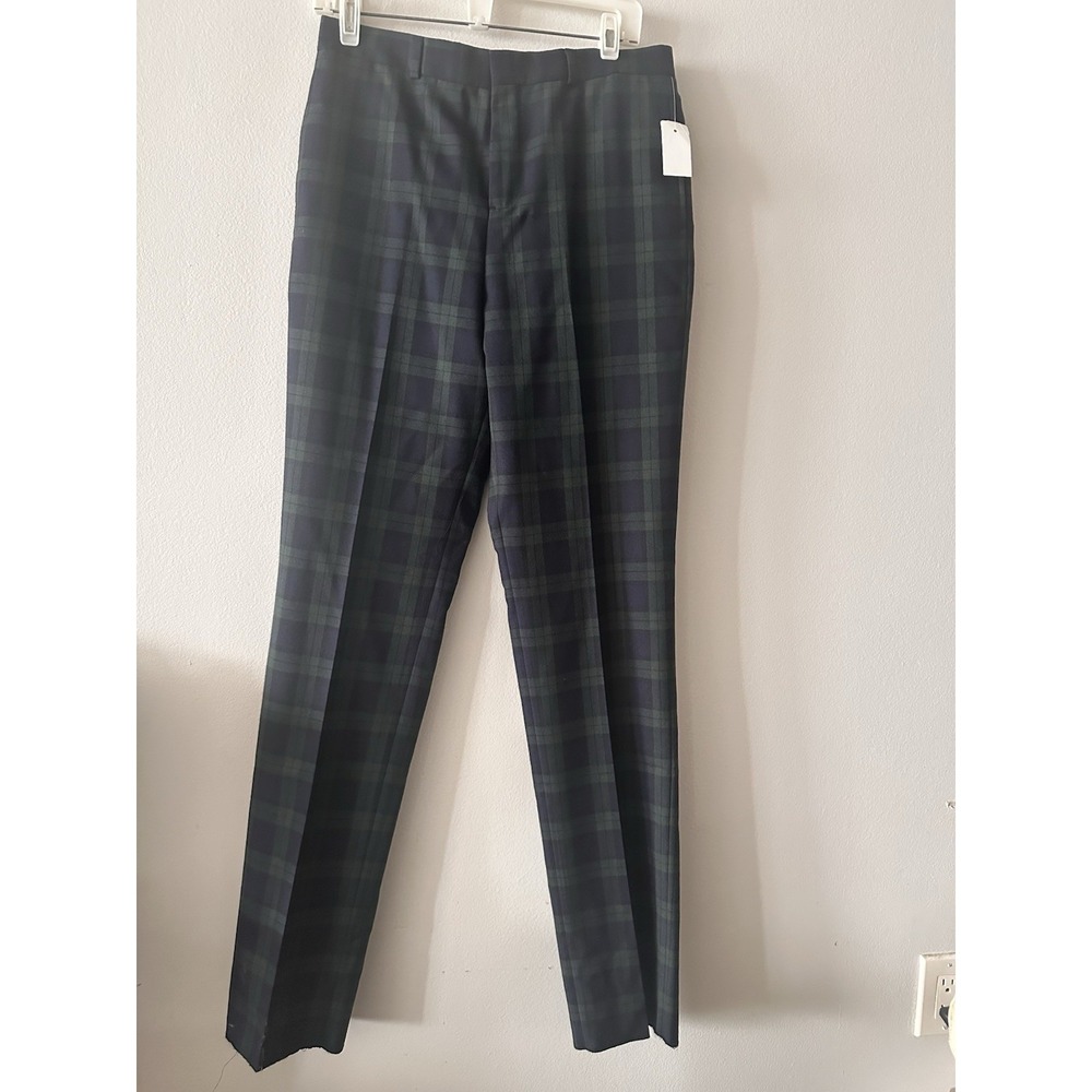 Brooks Brothers Boys 18 Black Watch Tartan Dress Pants 29x34 Raw Hem Preppy NWT